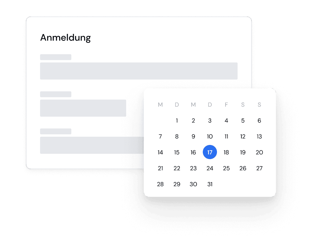 Buchungssystem und Anmeldeformular